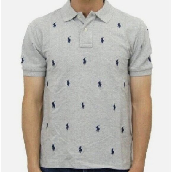 Polo Ralph Lauren Children's Short Sleeve Logo Polo Gray Navy Size 4 NWOT - Picture 1 of 8